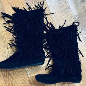 Black Fringe Boots